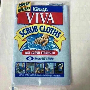 Vintage Kleenex Viva Scrub Cloths Reusable Wipes 6 Count Package New‎